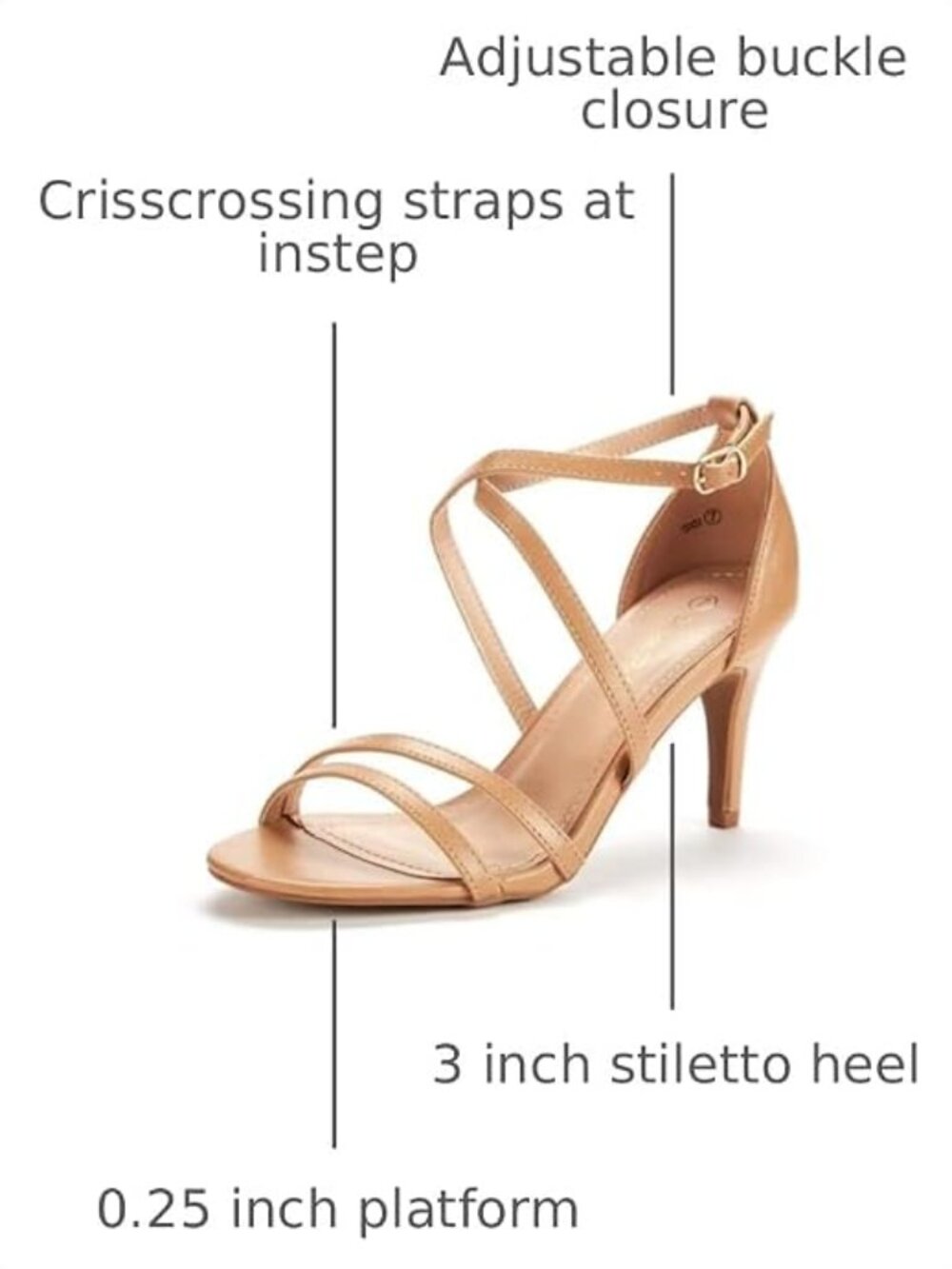 DREAM PAIRS Gigi Nude Strappy Stiletto Sandals Size 7.5